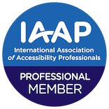 Abzeichen IAAP Mitglied. Text: „IAAP, international Association of Accessibility Professionals. Professional Member.“